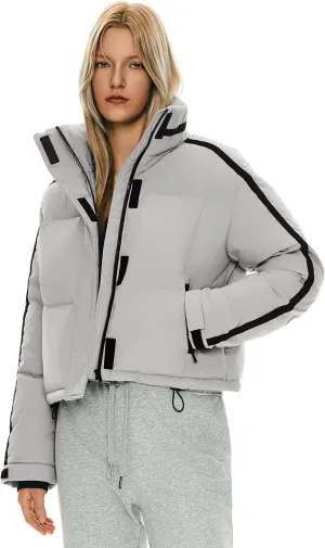 Orolay Women's Cropped Puffer Jacket Winter Stand Collar Quilted Down Coat Warm Fashion Zip Up Outerwear with Pockets