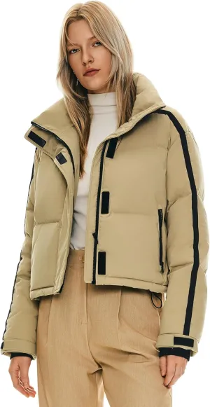 Orolay Women's Cropped Puffer Jacket Winter Stand Collar Quilted Down Coat Warm Fashion Zip Up Outerwear with Pockets