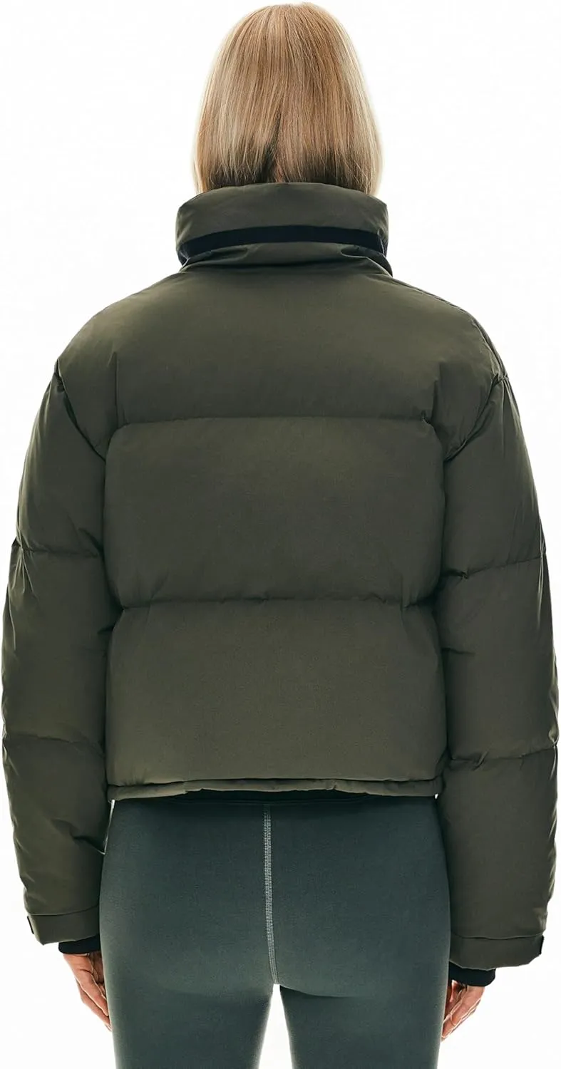 Orolay Women's Cropped Puffer Jacket Winter Stand Collar Quilted Down Coat Warm Fashion Zip Up Outerwear with Pockets
