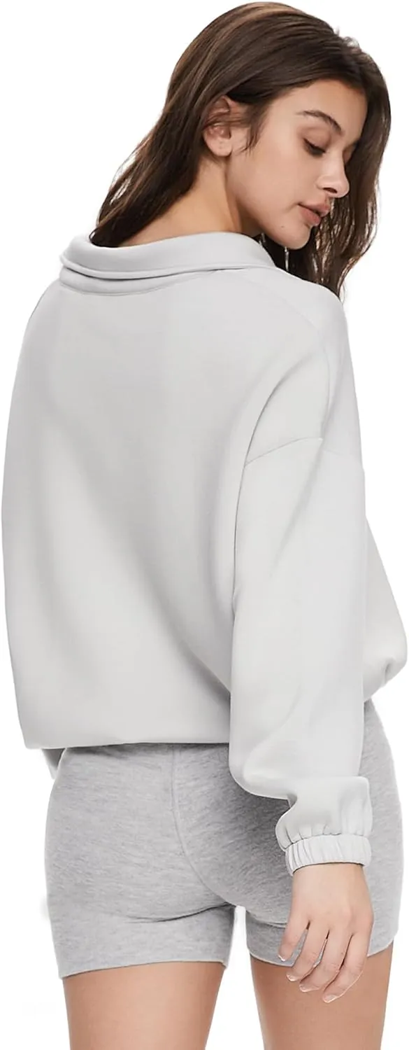Orolay Women's Full Zip Sweatshirt - Long Sleeve Cropped Jacket Stand Collar Drawstring Casual Outerwear