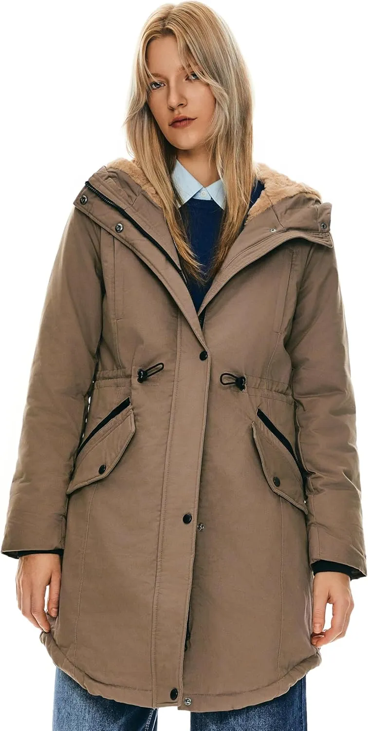 Orolay Women's Thicken Fleece Lined Parka Winter Coat Hooded Jacket with Pockets