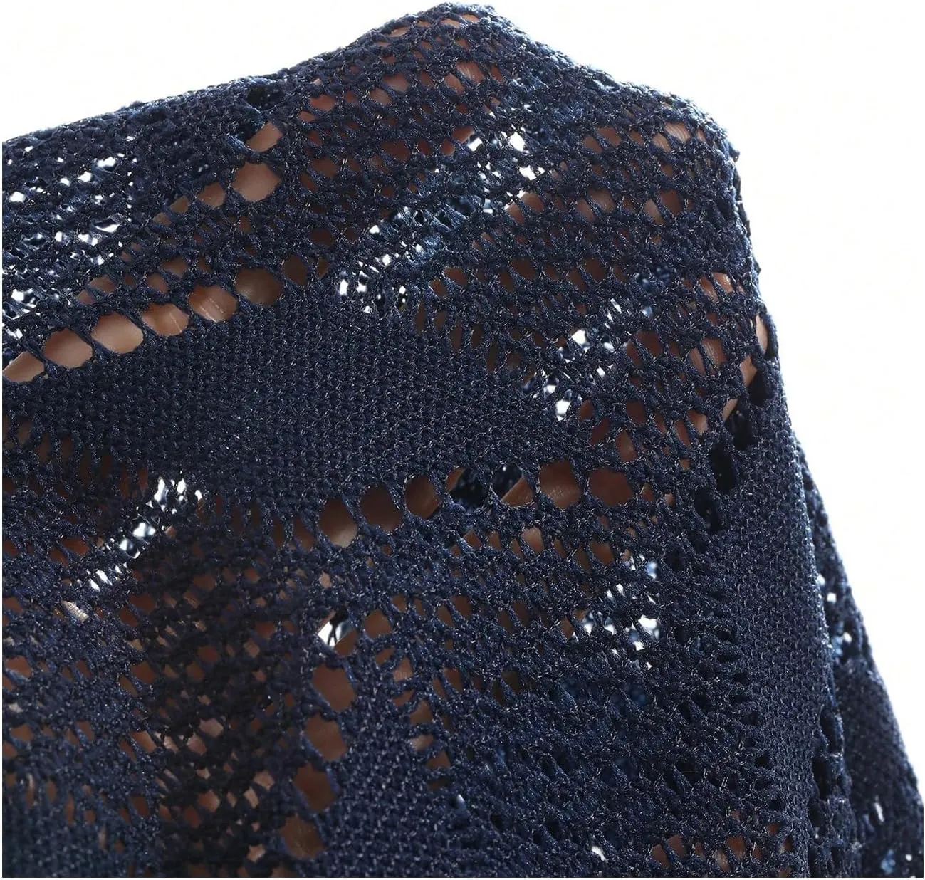 OYOANGLE Women's Crochet Knit Tops Short Sleeve Bolero Shrug Lightweight Open Front Cropped Cardigan Sweaters