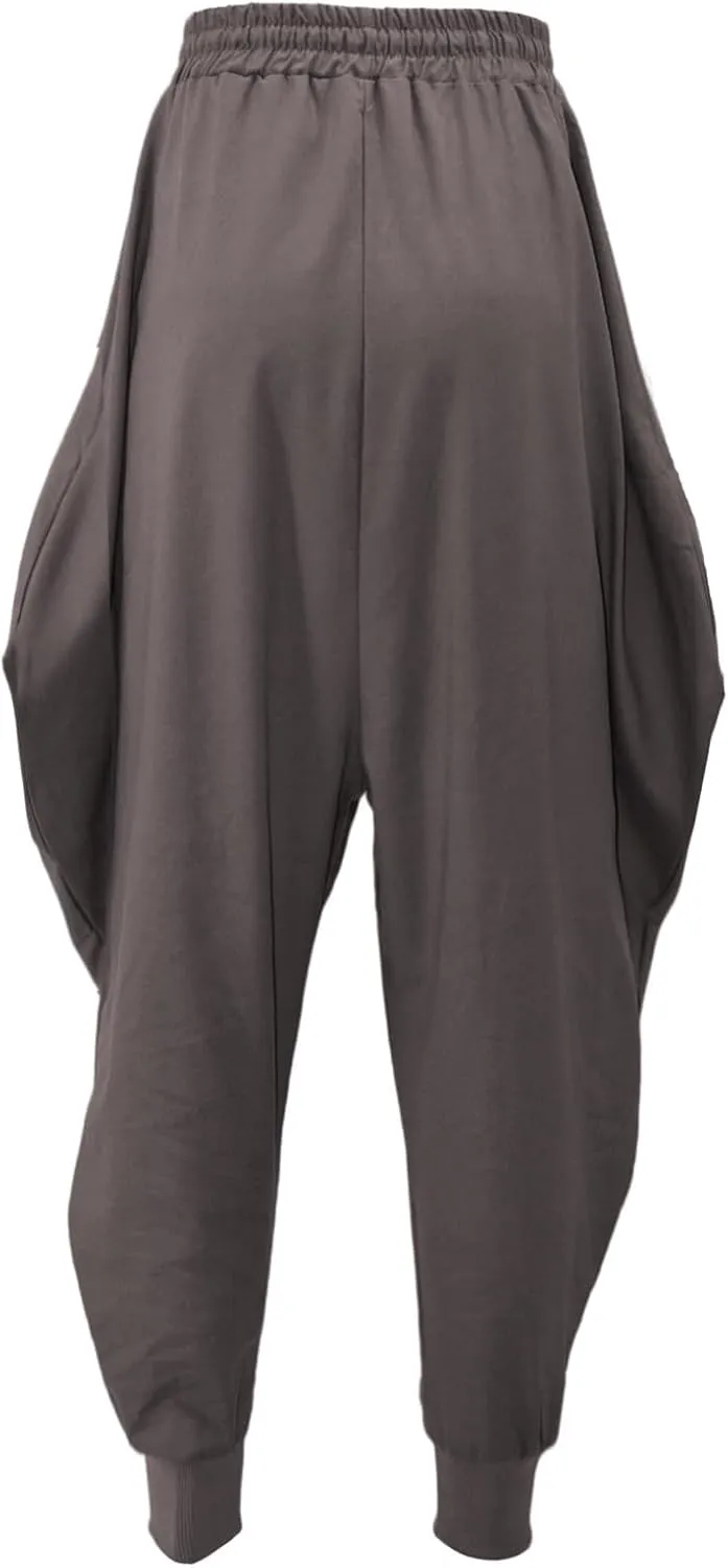 PACEIADTA Mens Casual Harem Pants Baggy Aladdin Hippie Elastic Waist Drop Crotch Trousers
