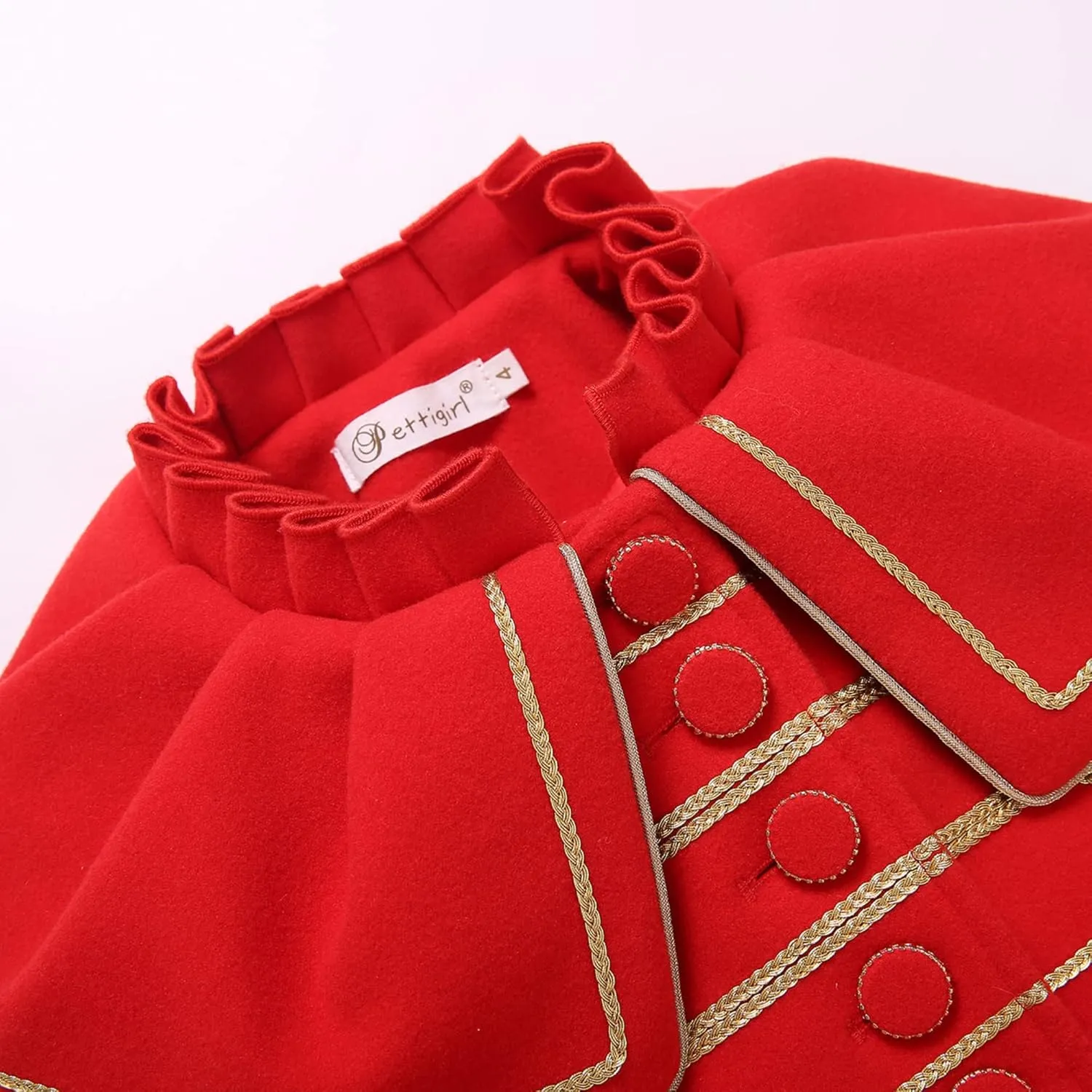 Pettigirl Girl Vintage Winter Christmas Red Trench Shawl Collar Outerwear Overcoat Outfit Toddler Kid Fashion Warm Coat