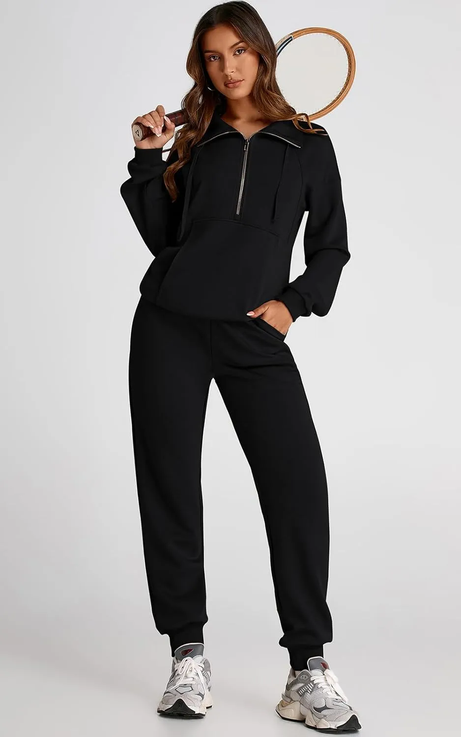 PRETTYGARDEN Long Sleeve Half Zip Sweatsuits Women 2 Piece Outfit Spring Casual Sweatshirt Sweatpants Lounge Set Tracksuit