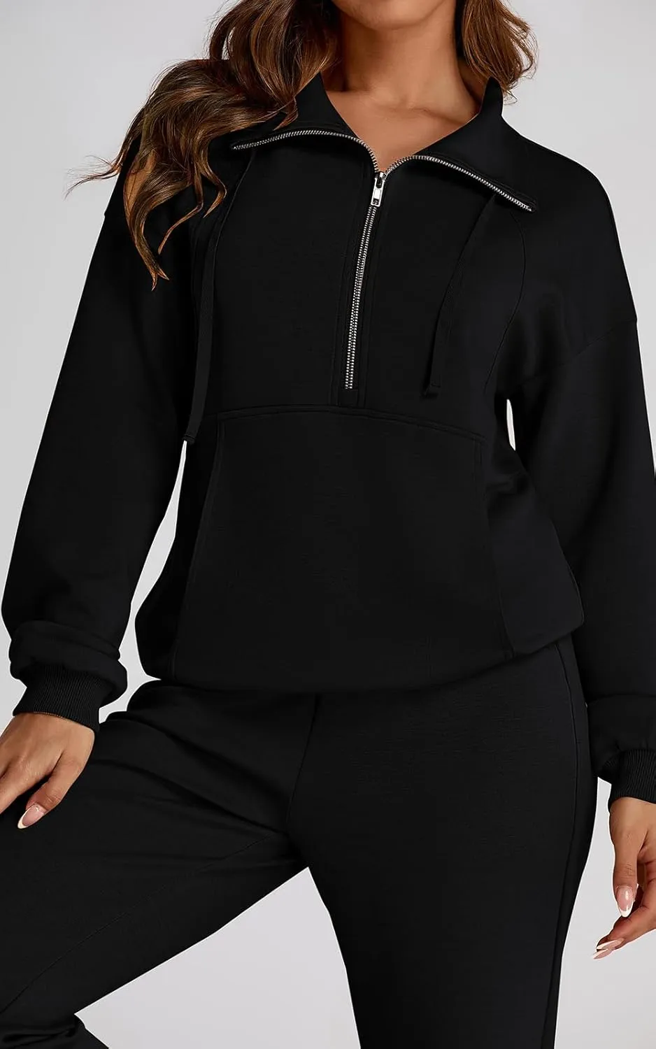 PRETTYGARDEN Long Sleeve Half Zip Sweatsuits Women 2 Piece Outfit Spring Casual Sweatshirt Sweatpants Lounge Set Tracksuit