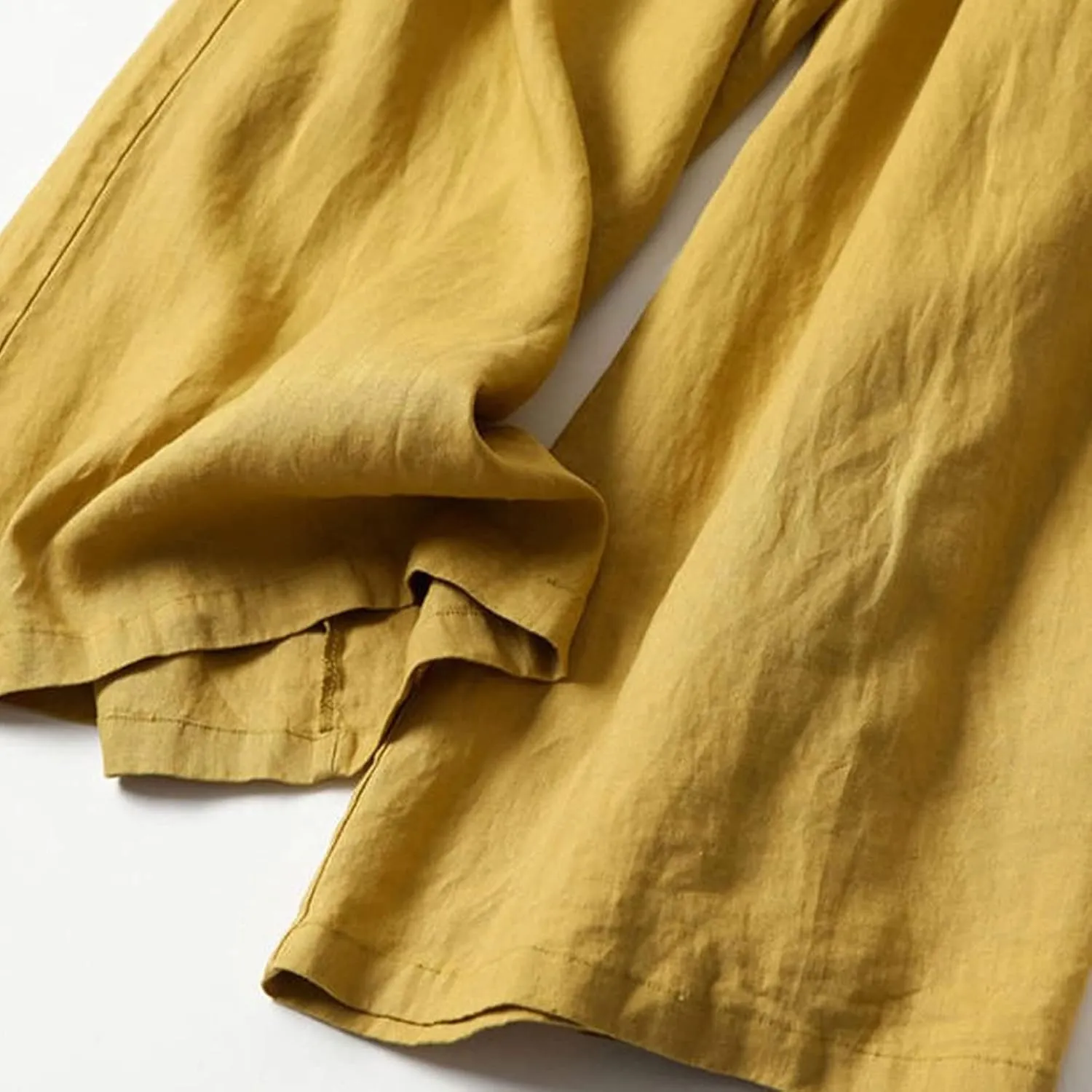 PTOLOCIF Cotton Linen Pants for Women Baggy Wide Leg Trousers Casual Patchwark Elastic Waist Harem Linen Pants with Pcokets