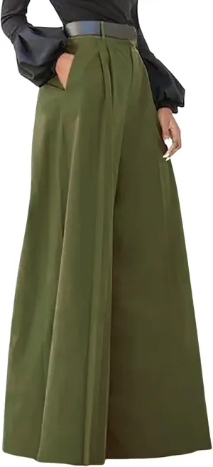 PTOLOCIF Cotton Linen Pants for Women Summer Flowy High Waisted Beach Pants Flowy Wide Leg Palazzo Trousers with Pcokets
