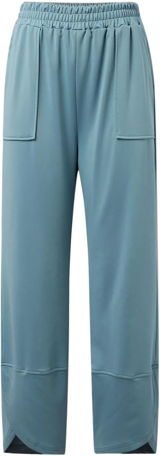 PTOLOCIF Cotton Linen Pants Women High Waisted Long Palazzo Pants Wide Leg Cotton Linen Lounge Pant Trousers with Pockets