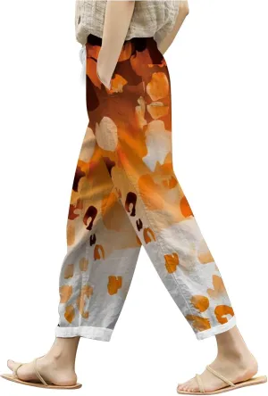 PTOLOCIF Cotton Pants for Women Summer Wide Leg Casual Loose Pant Drawstring High Waist Palazzo Pant Trousers with Pockets