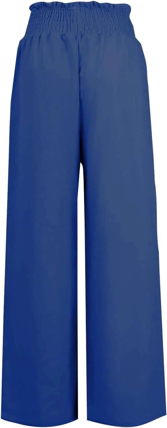 PTOLOCIF Linen Pants Women Summer High Waist Elastic Pants Straight Leg Lounge Pant Casual Loose Lightweight Beach Trousers