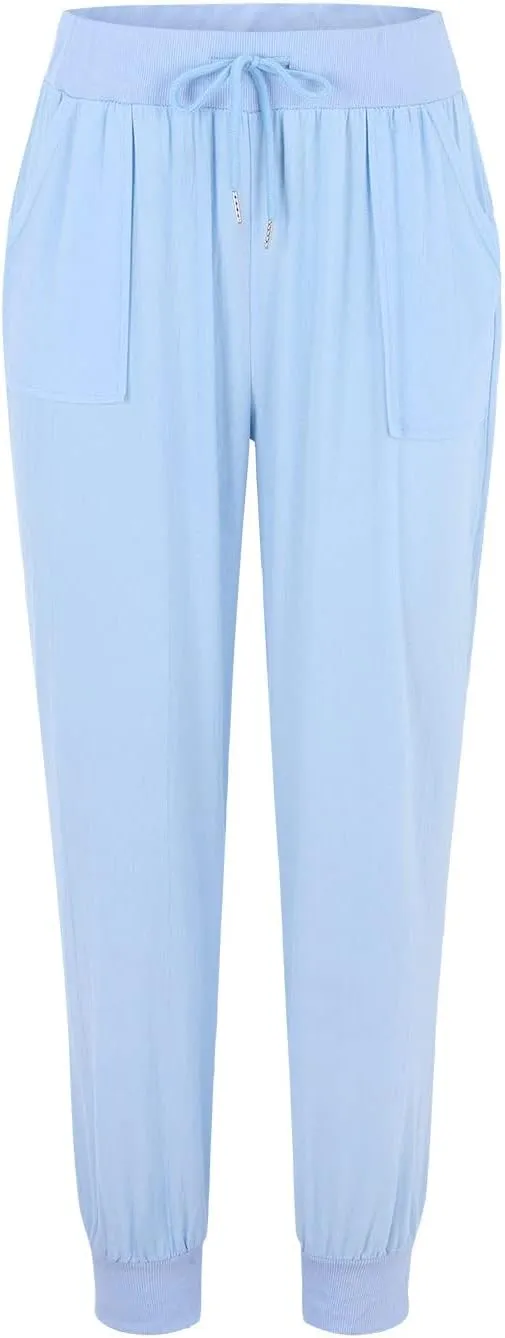 PTOLOCIF Linen Pants Women Wide Leg Casual Palazzo Pants Cotton Linen Lounge Beach Trousers Summer Boho Pant with Pockets