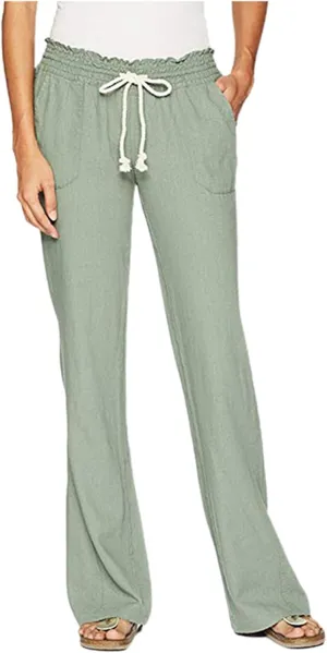 PTOLOCIF Women's Casual Cotton Linen Pants Summer Flowy High Waisted Beach Pants Flowy Wide Leg Palazzo Trousers with Pcokets