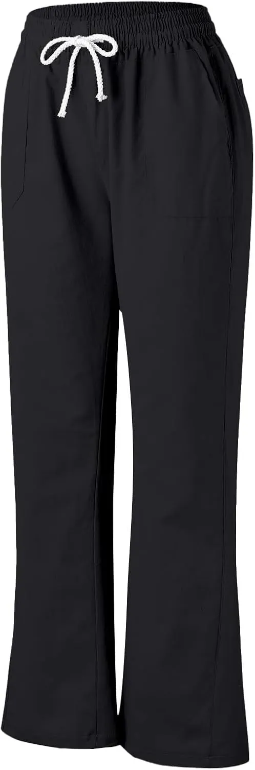 PTOLOCIF Women's Casual Cotton Linen Pants Summer Flowy High Waisted Beach Pants Flowy Wide Leg Palazzo Trousers with Pcokets