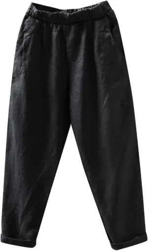 PTOLOCIF Womens Casual Linen Pants Casual High Waist Loose Fit Drawstring Trousers with Pockets Summer Fashion Linen Pants