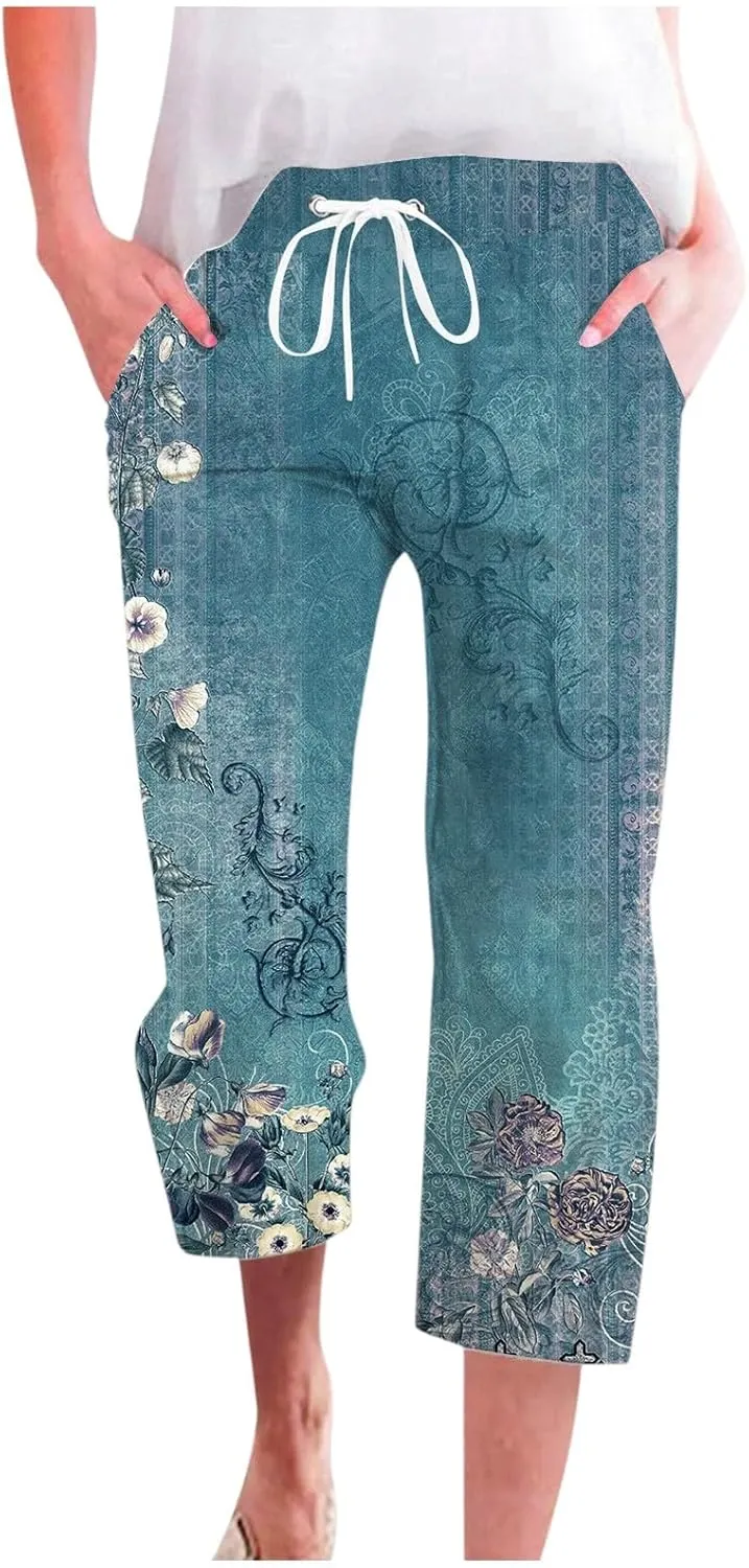 PTOLOCIF Women's Cotton Linen Pants High Waisted Long Palazzo Pants Wide Leg Cotton Linen Lounge Pant Trousers with Pockets