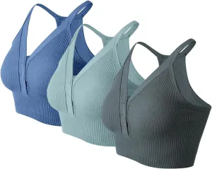 Racerback Padded Sports Bra for Women- Seamless Comfort Push Up Front Closure Tops for Yoga Workout Athletic Fitness