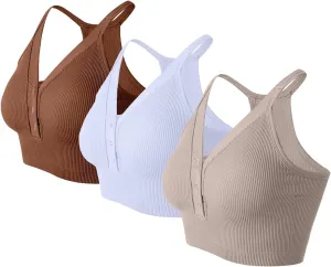 Racerback Padded Sports Bra for Women- Seamless Comfort Push Up Front Closure Tops for Yoga Workout Athletic Fitness