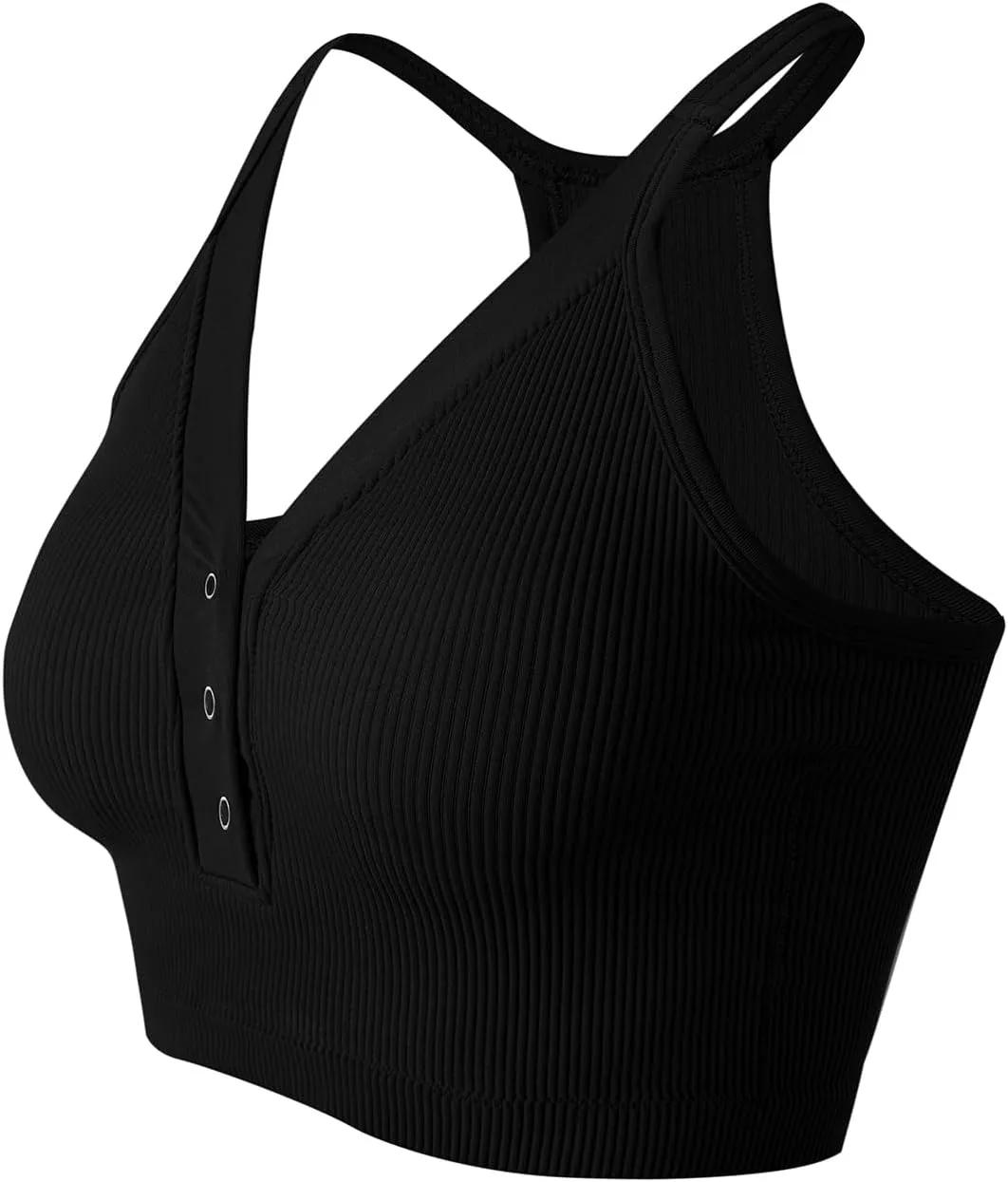 Racerback Padded Sports Bra for Women- Seamless Comfort Push Up Front Closure Tops for Yoga Workout Athletic Fitness