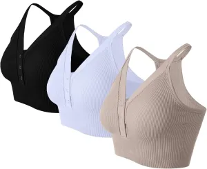 Racerback Padded Sports Bra for Women- Seamless Comfort Push Up Front Closure Tops for Yoga Workout Athletic Fitness