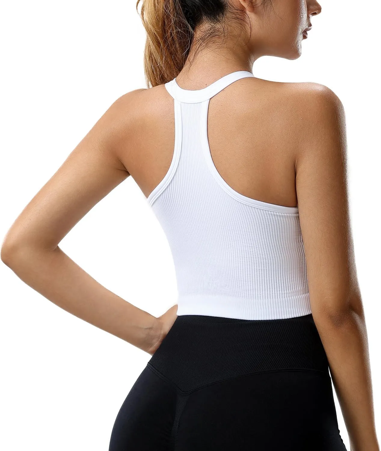 Racerback Padded Sports Bra for Women- Seamless Comfort Push Up Front Closure Tops for Yoga Workout Athletic Fitness