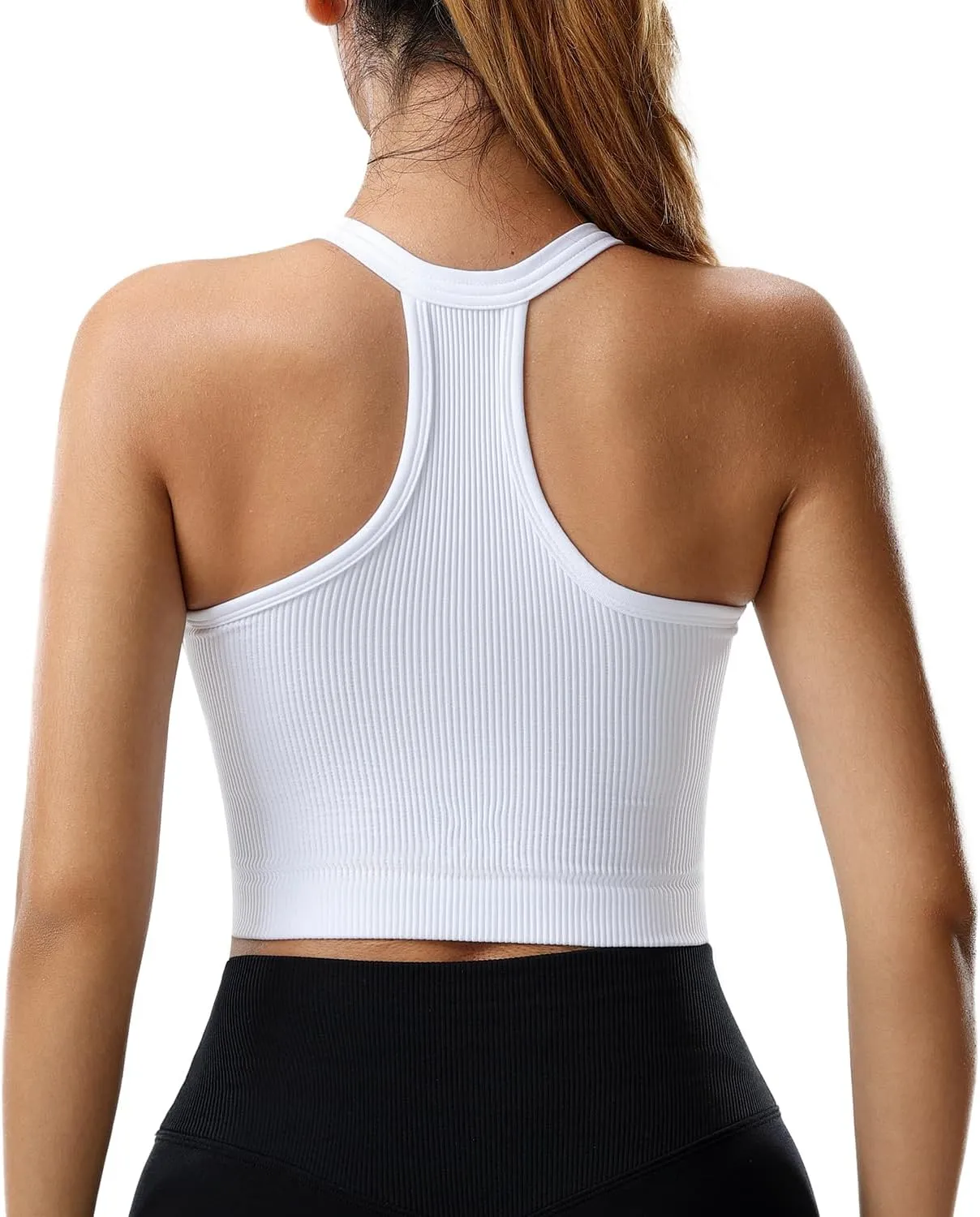 Racerback Padded Sports Bra for Women- Seamless Comfort Push Up Front Closure Tops for Yoga Workout Athletic Fitness