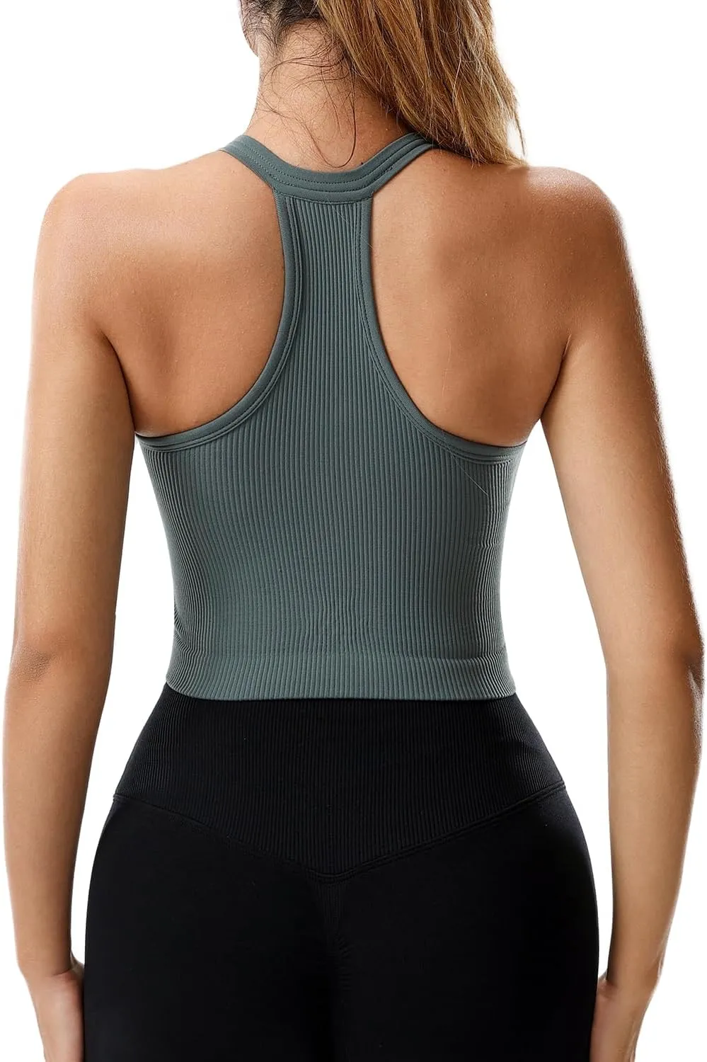 Racerback Padded Sports Bra for Women- Seamless Comfort Push Up Front Closure Tops for Yoga Workout Athletic Fitness