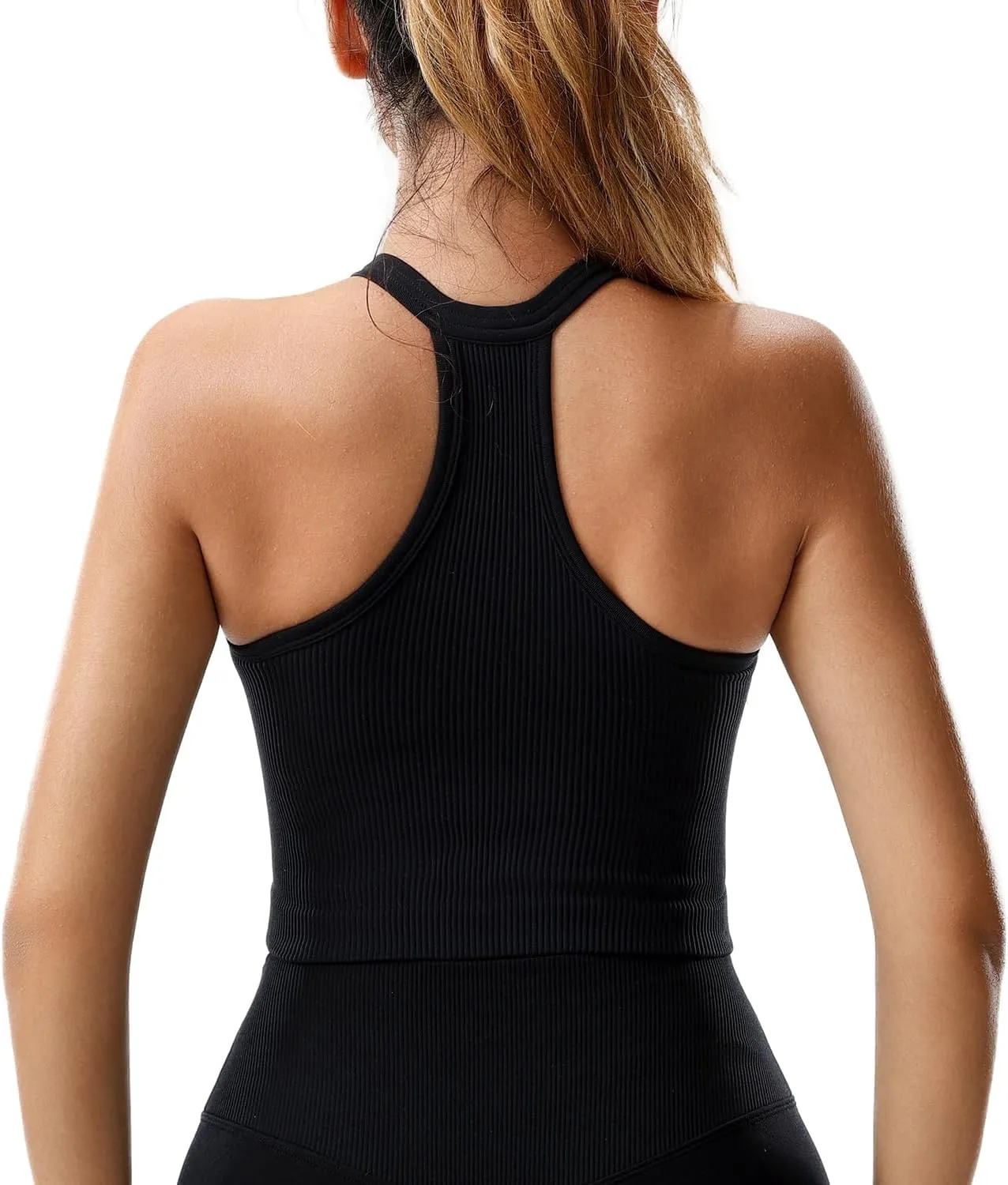 Racerback Padded Sports Bra for Women- Seamless Comfort Push Up Front Closure Tops for Yoga Workout Athletic Fitness