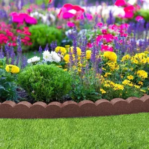 Recycled Rubber Scallop Garden Edging Border - Brown