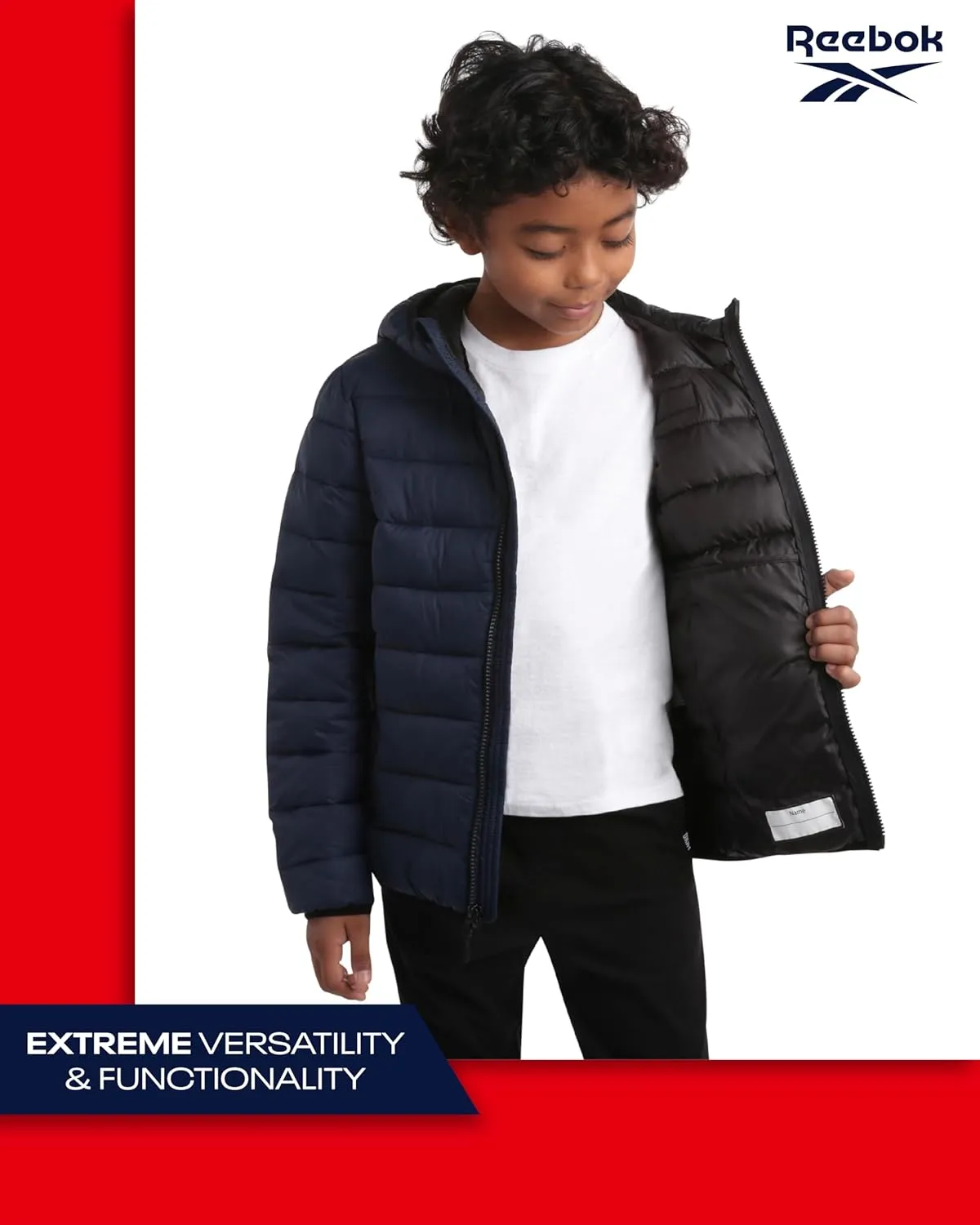 Reebok Boys Jacket  Water Resistant Midweight Quilted Puffer Coat  Insulated Outerwear Down Coat for Boys (4-20)