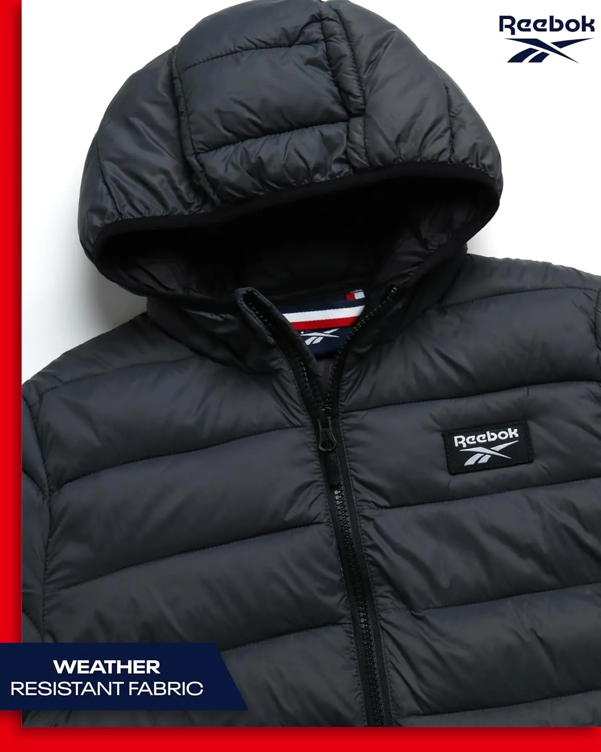 Reebok Boys Jacket  Water Resistant Midweight Quilted Puffer Coat  Insulated Outerwear Down Coat for Boys (4-20)