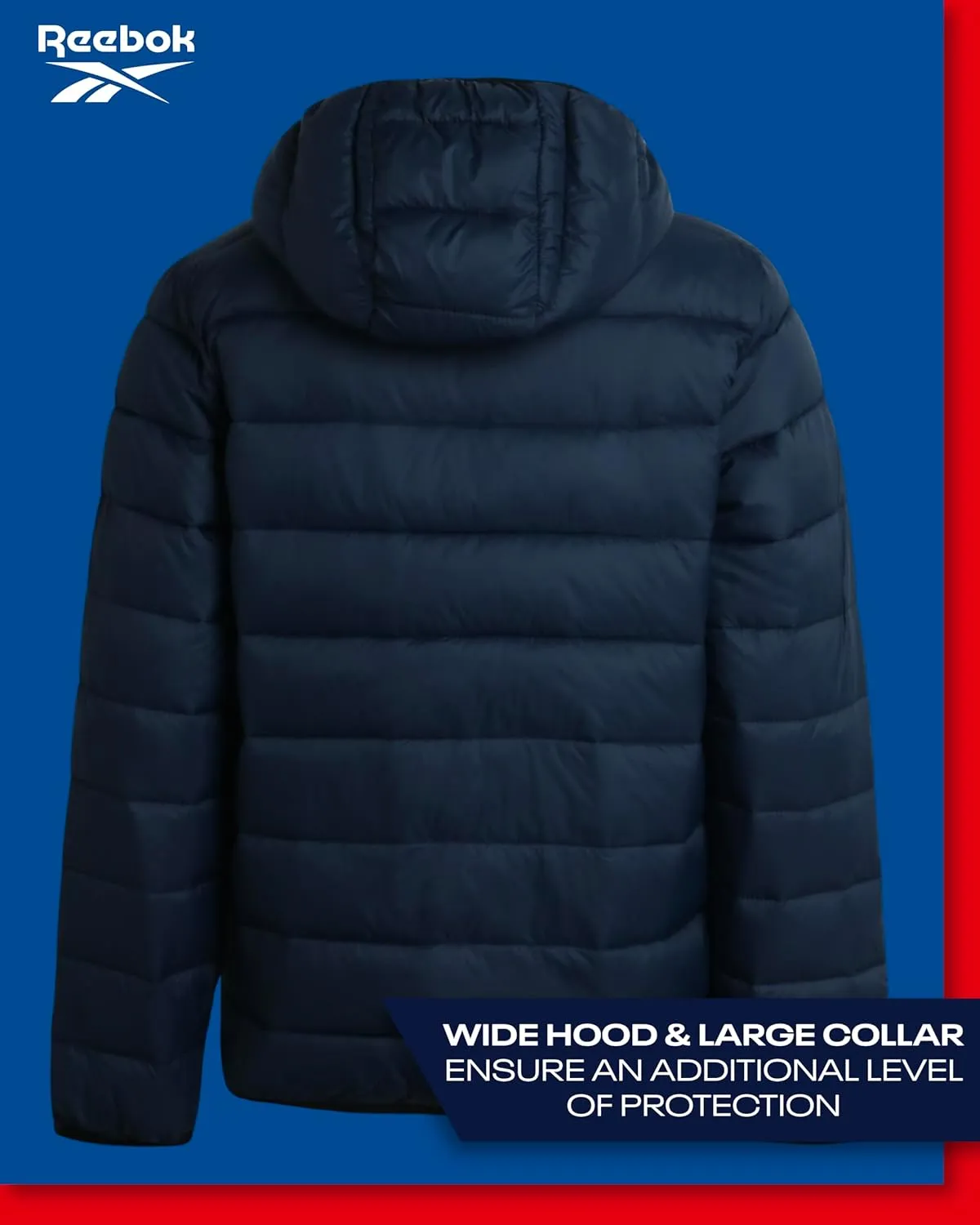 Reebok Boys Jacket  Water Resistant Midweight Quilted Puffer Coat  Insulated Outerwear Down Coat for Boys (4-20)