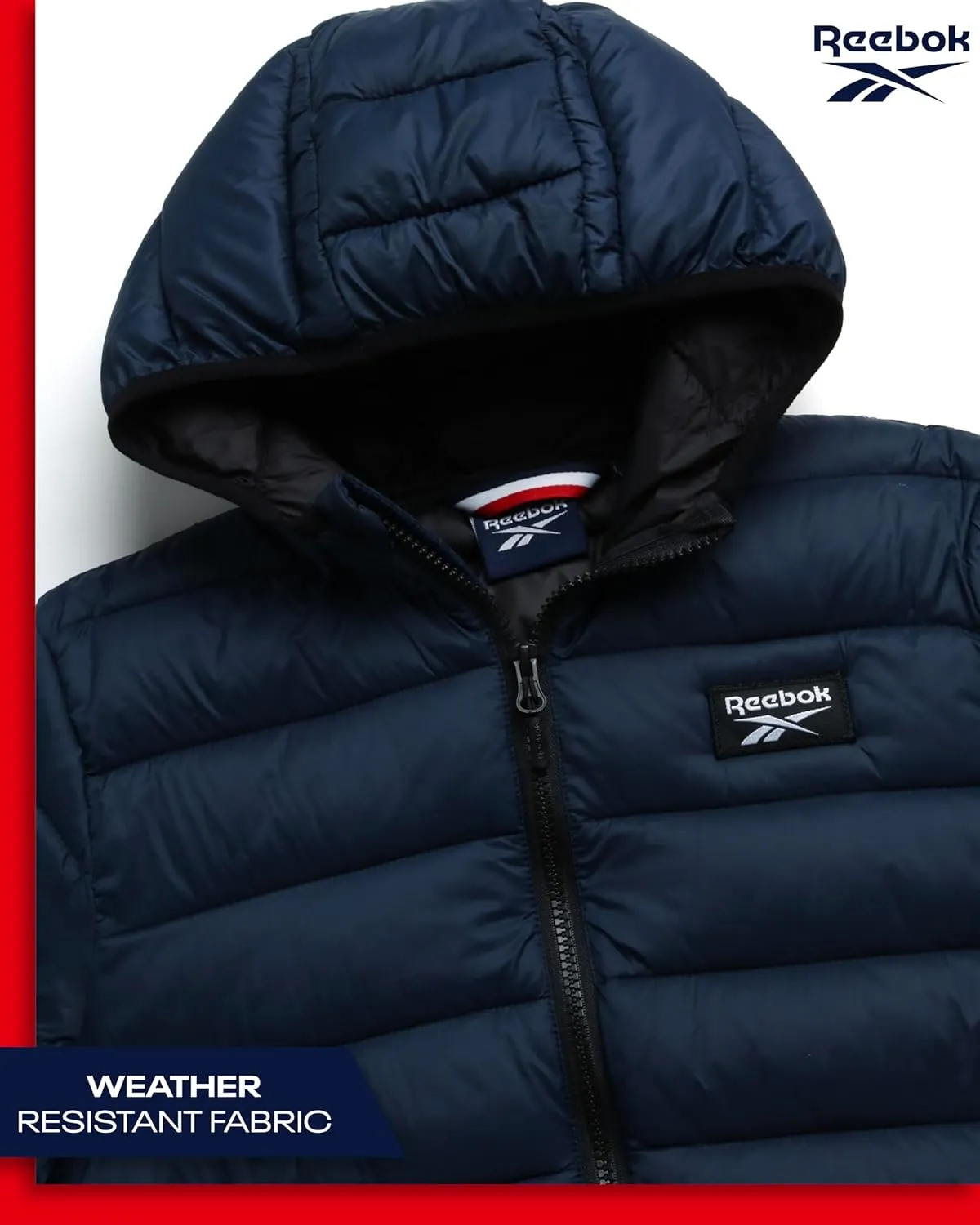 Reebok Boys Jacket  Water Resistant Midweight Quilted Puffer Coat  Insulated Outerwear Down Coat for Boys (4-20)