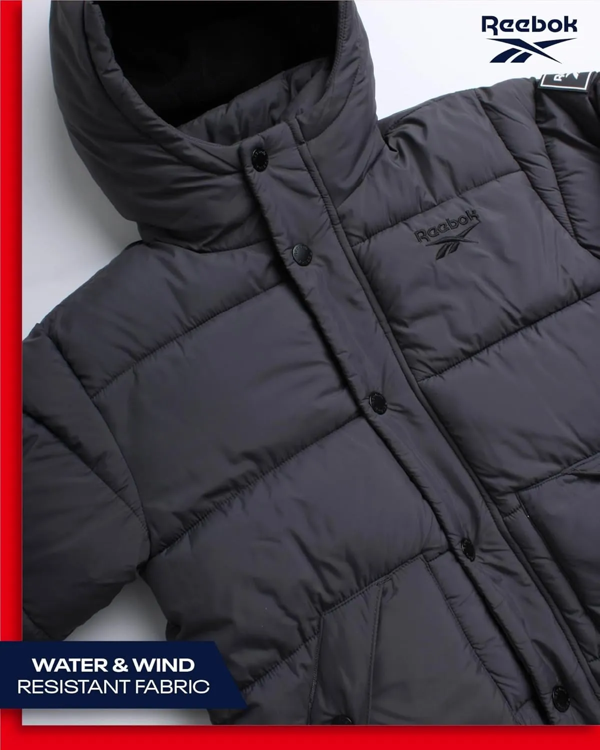 Reebok Boys' Winter Coat - Heavyweight Quilted Puffer Snow Parka - Weather Resistant Ski Jacket for Boys (8-20)