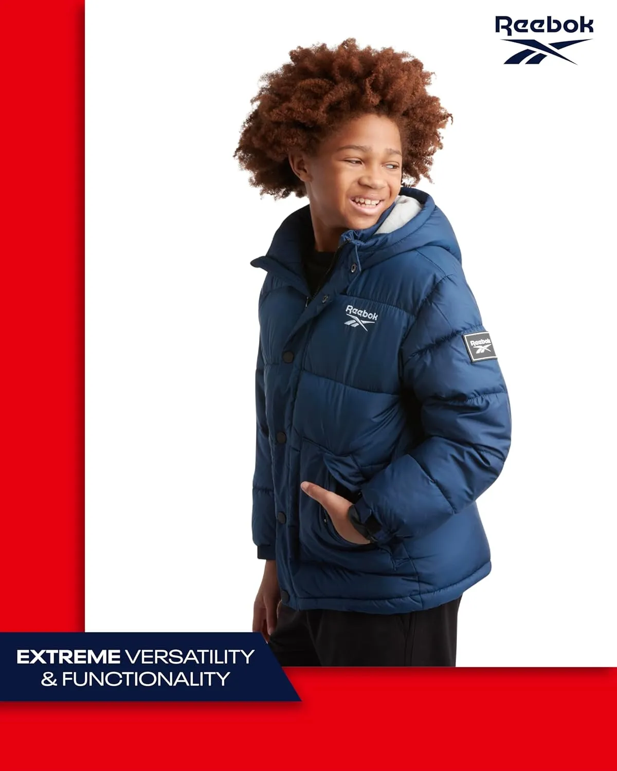 Reebok Boys' Winter Coat - Heavyweight Quilted Puffer Snow Parka - Weather Resistant Ski Jacket for Boys (8-20)