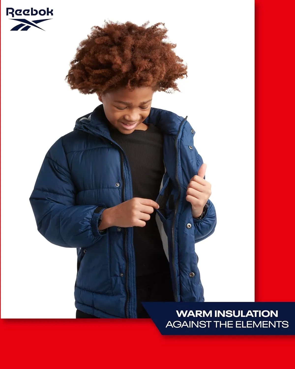 Reebok Boys' Winter Coat - Heavyweight Quilted Puffer Snow Parka - Weather Resistant Ski Jacket for Boys (8-20)