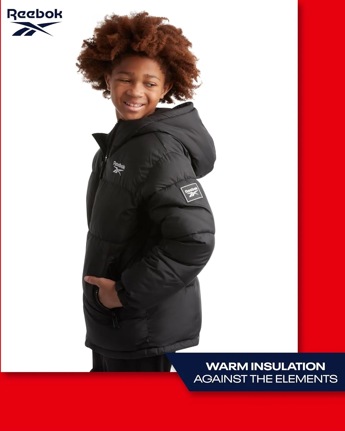 Reebok Boys' Winter Jacket  Heavyweight Quilted Puffer Parka Coat - Weather Resistant Ski Jacket for Boys (8-20)