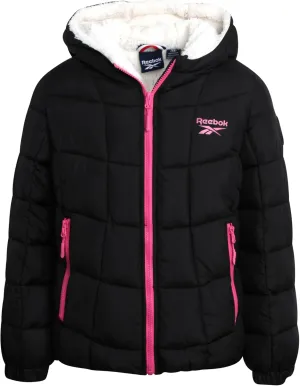 Reebok Girls' Winter Jacket - Heavyweight Quilted Puffer Parka Coat - Sherpa Lined Ski Jacket for Girls (4-16)