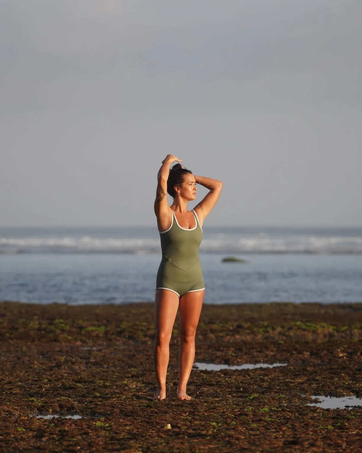 Retro Surf Suit in Sage Green