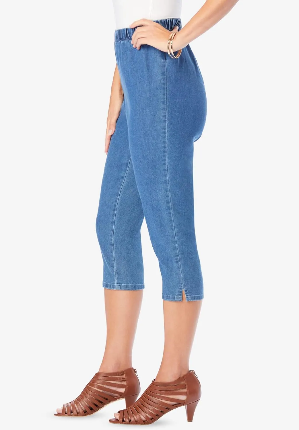 Roaman's Women's Plus Size Comfort Stretch Capri Jean