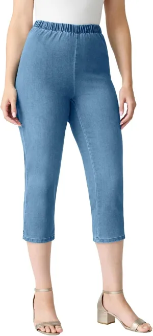 Roaman's Women's Plus Size Comfort Stretch Capri Jean