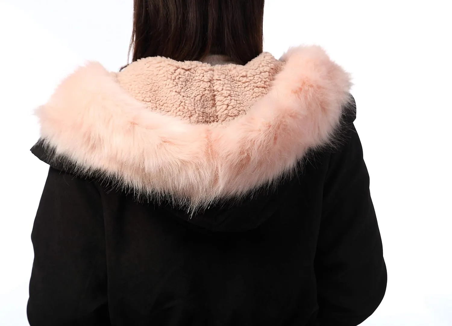 Roiii Women Thicken Warm Winter Coat Hood Down Parka Fleece Fur Outdoor Overcoat Long Jacket Outwear