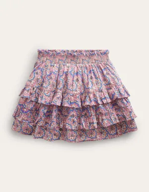 Ruffle Mini Skort-Lupin and Peach Paisley