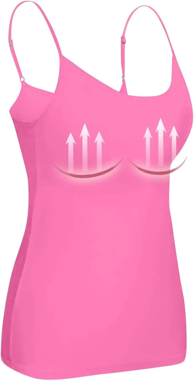 Running Camisole Tops for Women Built in Bra Trendy Spaghetti Strap Tank Top Push Up High Support Sport Comfort Bras