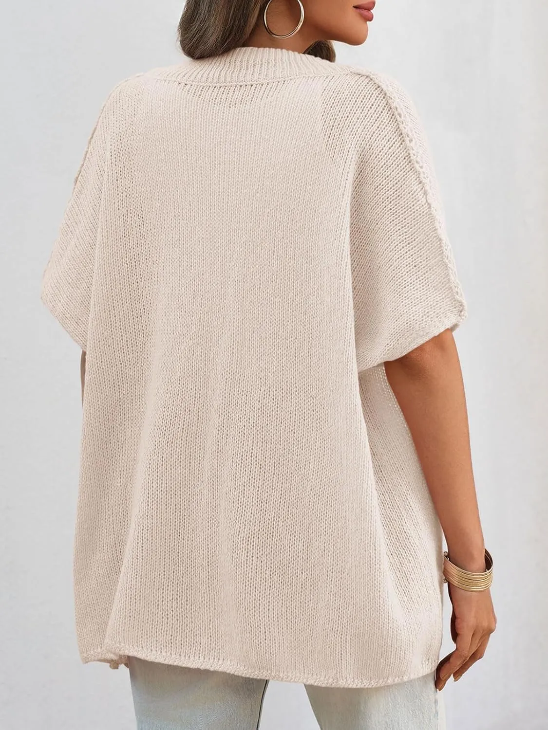 Saodimallsu Womens Oversized Cardigan Sweaters Short Sleeve Button Down Casual Lightweight Loose Knit Trendy Cardigans
