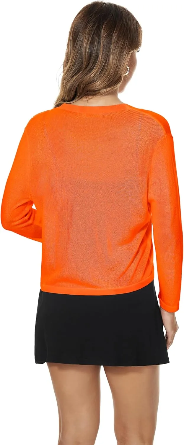 Satuun Women's 3/4 Sleeve Bolero Shrugs Lightweight Open Front Cropped Cardigan Sweaters
