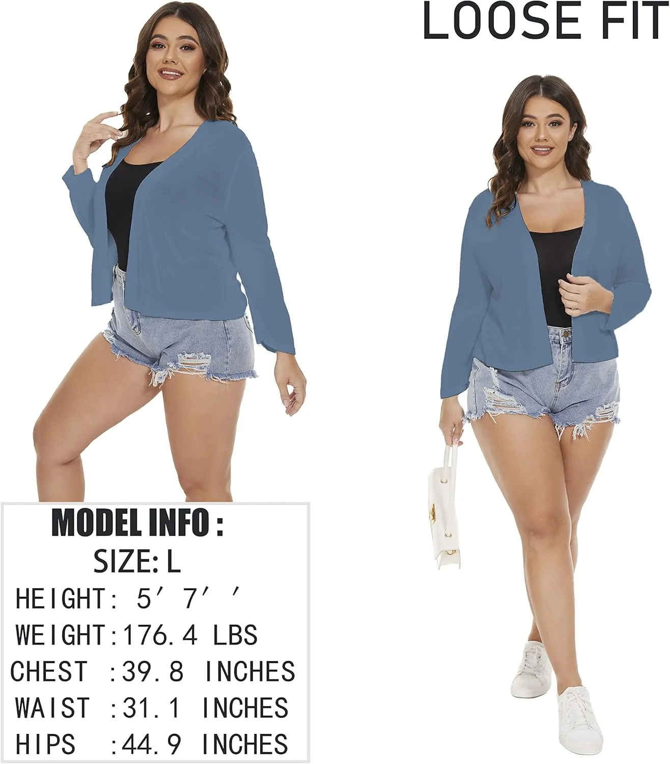 Satuun Women's 3/4 Sleeve Bolero Shrugs Lightweight Open Front Cropped Cardigan Sweaters
