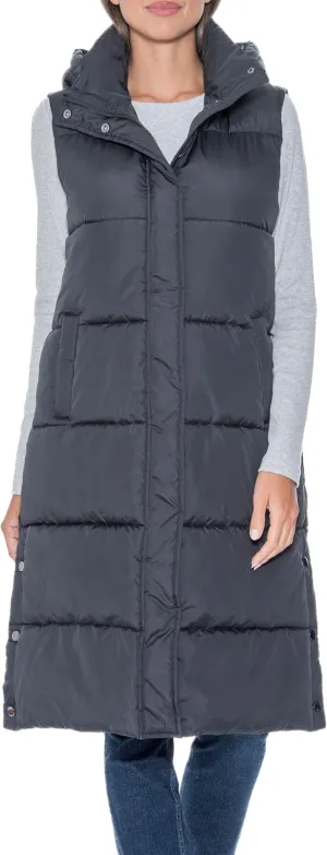 S.E.B Women's Long Puffer Vest, Hooded Faux Down Sleeveless Puffy Vest for Winter