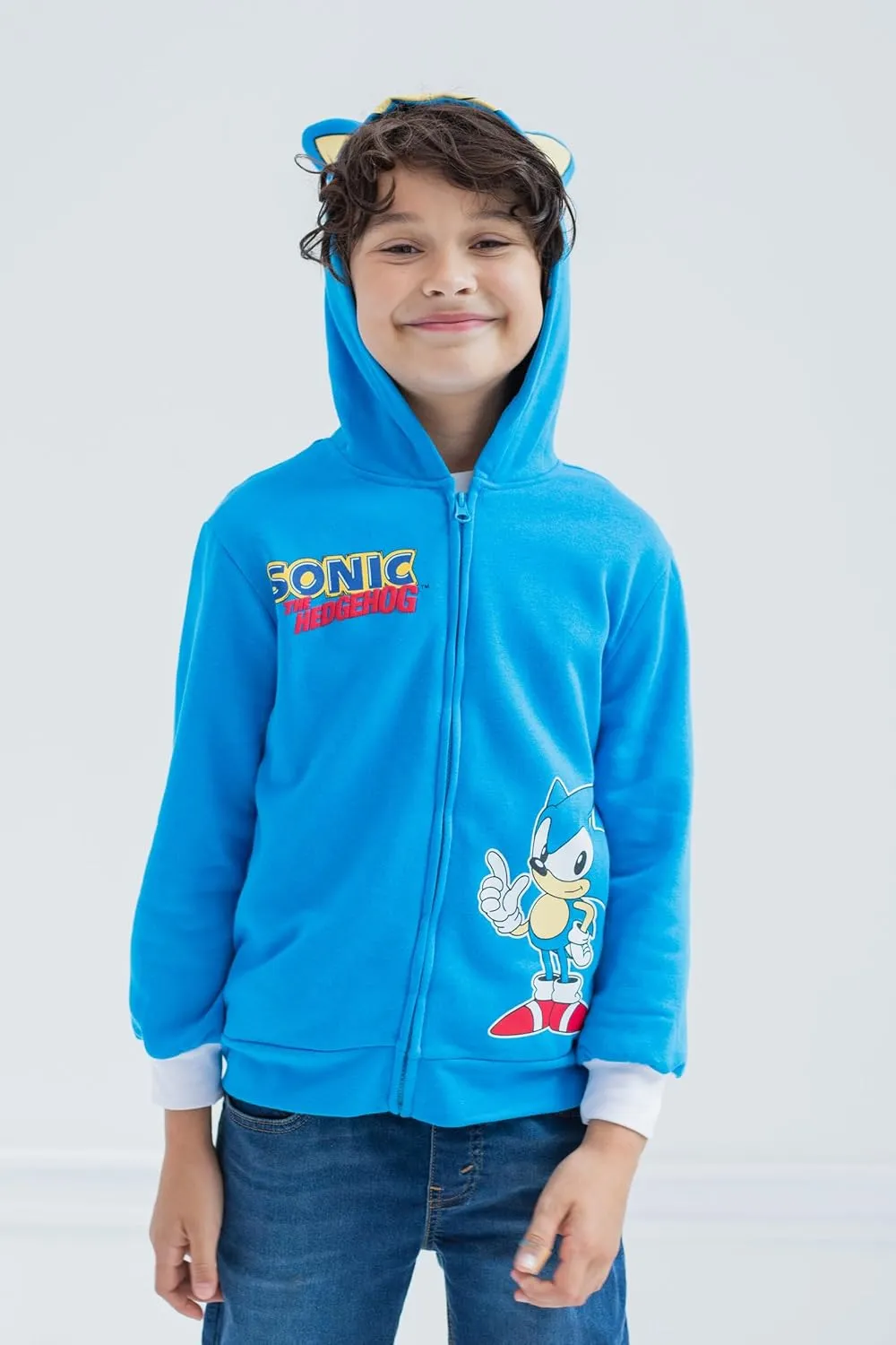 SEGA Sonic the Hedgehog Shadow Knuckles Fleece Zip Up Hoodie Toddler to Big Kid