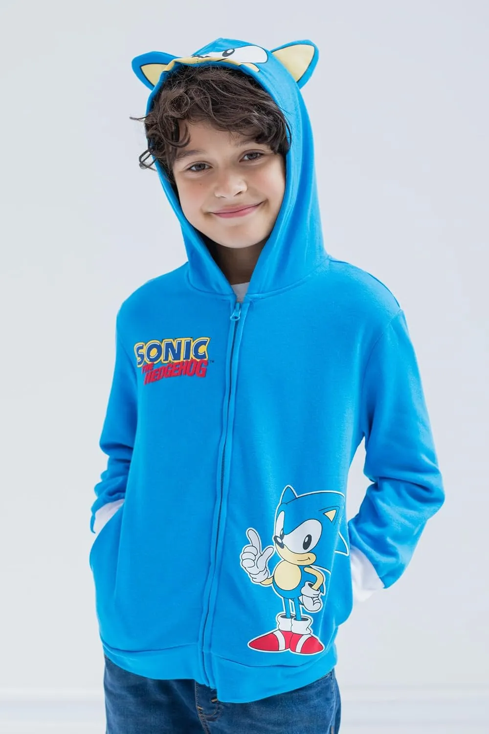 SEGA Sonic the Hedgehog Shadow Knuckles Fleece Zip Up Hoodie Toddler to Big Kid